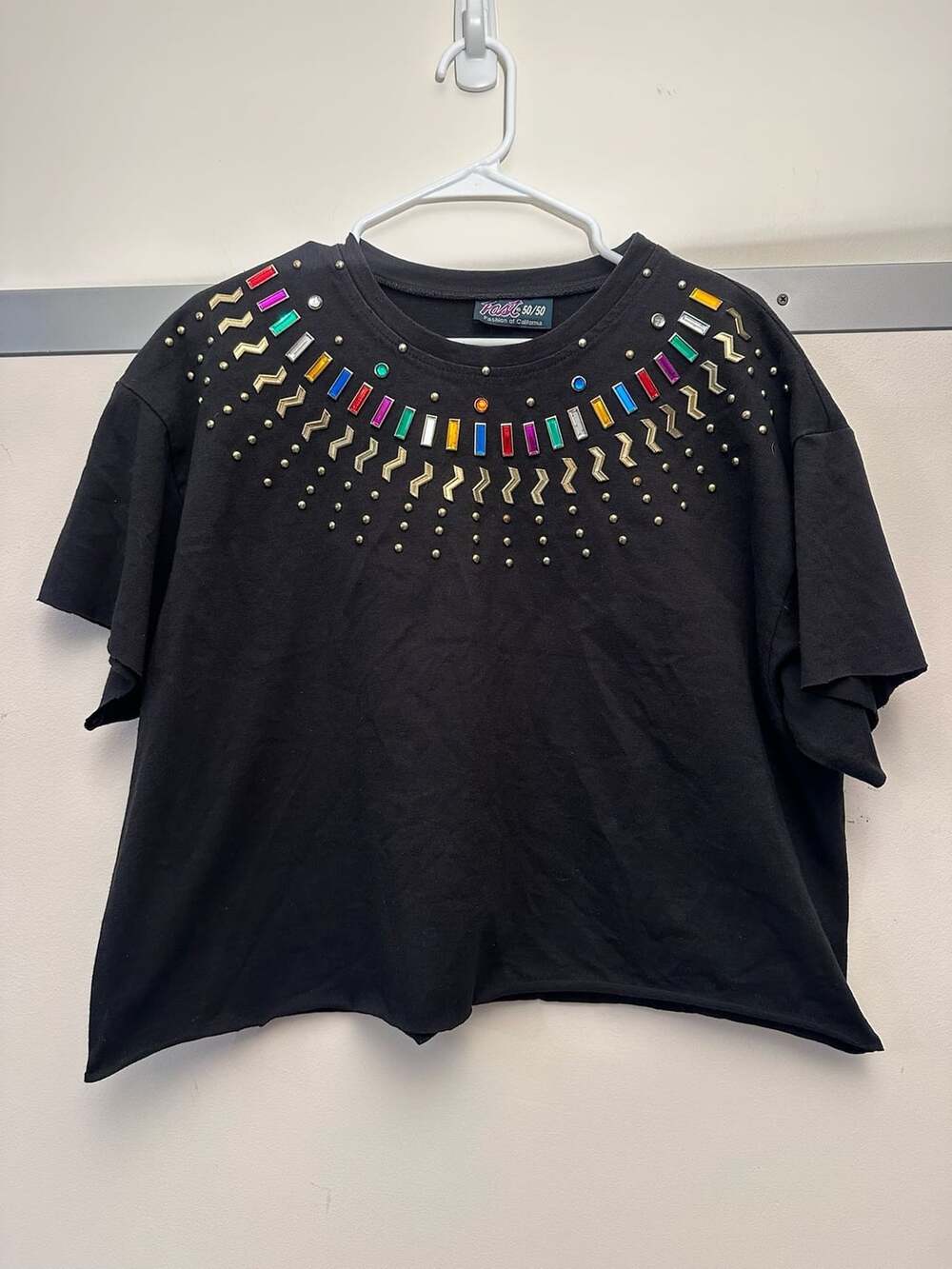Vintage Bedazzled Rainbow Gem Embellished Top